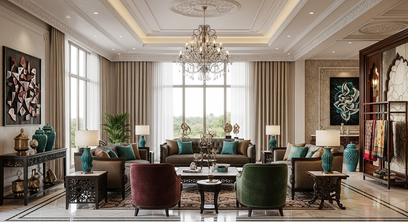 Luxurious Indian living room interior